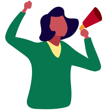 Mujer protestando con un meg&aacute;fono