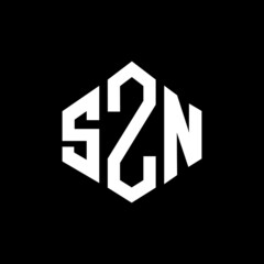 SZN letter logo design with polygon shape. SZN polygon and cube shape logo design. SZN hexagon vector logo template white and black colors. SZN monogram, business and real estate logo.