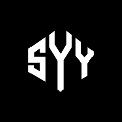 SYY letter logo design with polygon shape. SYY polygon and cube shape logo design. SYY hexagon vector logo template white and black colors. SYY monogram, business and real estate logo.