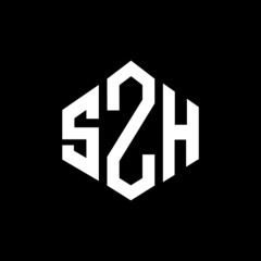 SZH letter logo design with polygon shape. SZH polygon and cube shape logo design. SZH hexagon vector logo template white and black colors. SZH monogram, business and real estate logo.