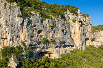 The eroded cliffs of the Gorges de lArdeche in Europe, France, Ardeche, in summer, on a sunny day.