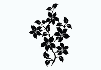 Exclusive black floral silhouette on a white background. Vector eps 10 