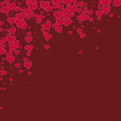 Red heart love confettis. Valentine's day falling