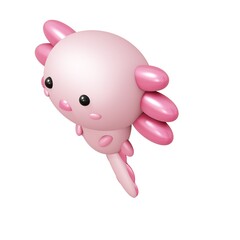 cartoon 3D illustration of Cute Axolotl
