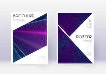 Triangle cover design template set. Neon abstract