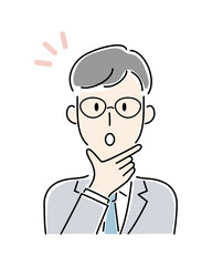 Obraz premium 手描き風・びっくりした表情をする男性のベクターイラスト