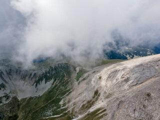 Aerial view of Pirin Mountain near Vihren Peak, Bulgaria