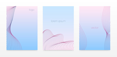 A set of minimalistic backgrounds with laconic lines in soft colors. 