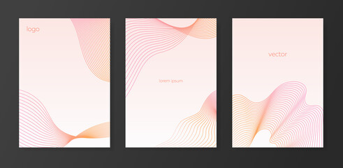 A set of minimalistic backgrounds with laconic lines in pastel colors.