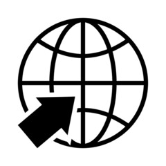 Globe and arrow. Go to web vector icon. Simple icon