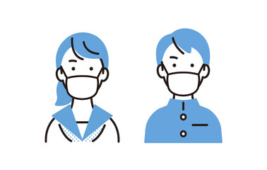 マスクをつけた中学生の男女