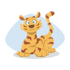 Cute young tiger looking out.