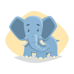 Blue elephant with its tusks.