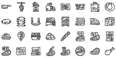 Butcher shop line vector doodle simple icon set