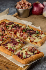 pizza with bacon ready to eat