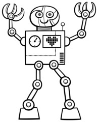 cartoon funny robot fantasy character coloring book page