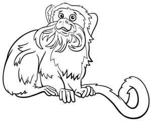 cartoon emperor tamarin animal character coloring book page