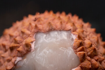 super macro lychee, counts, close-up lychee, skin and lychee pulp