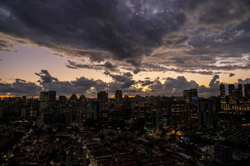 Night skyline with illuminated skyscrapers. Sao Paulo, Brazil.