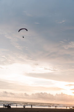 Powered parachute always adorns the sky of Parangtritis beach, Yogyakarta, Indonesia