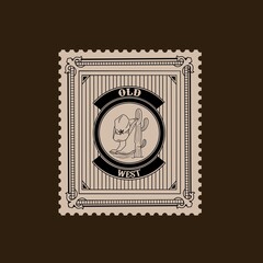 Illustration Vector Graphic of Old West Vintage Stamp 