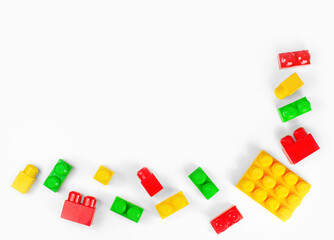kids toys blocks on white background with copy space