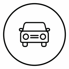 Obraz premium Car line icon inside circle, automobile front, black outline, line icons.