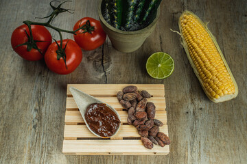 Latin American food, vegetables background