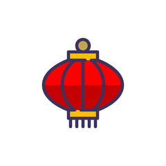 Chinese traditional lantern with a tassel. Pixel perfect, editable stroke colored icon