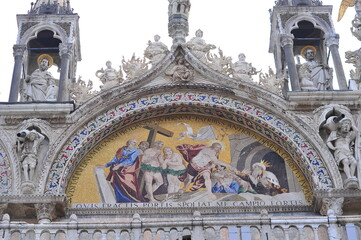 Frescoes on the walls of St. Mark's Basilica. Venice Italy.