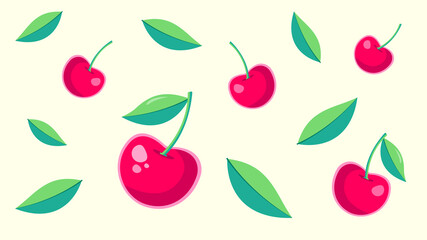 Red cherry and green leaf pattern