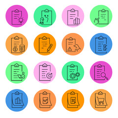 Clipboard icon set . Clipboard symbol pack vector elements for infographic web. with trending color backgrounds