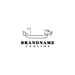 Fototapeta premium dragon boat cartoon logo cute icon design black isolated vector illustration