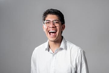 man laughing a lot