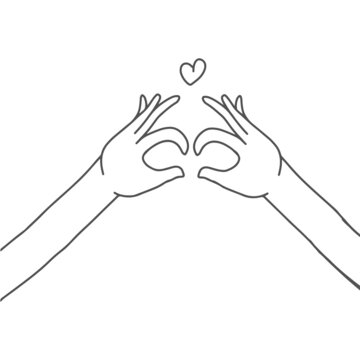 Hand drawing hand gesture love isolated on white background. special valentine day
