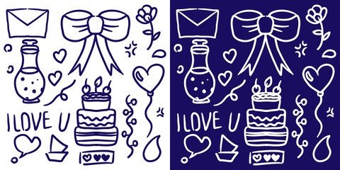 Set of valentine element ornament isolatedon white background. valentine sign. valentine doodles, valentine lettering