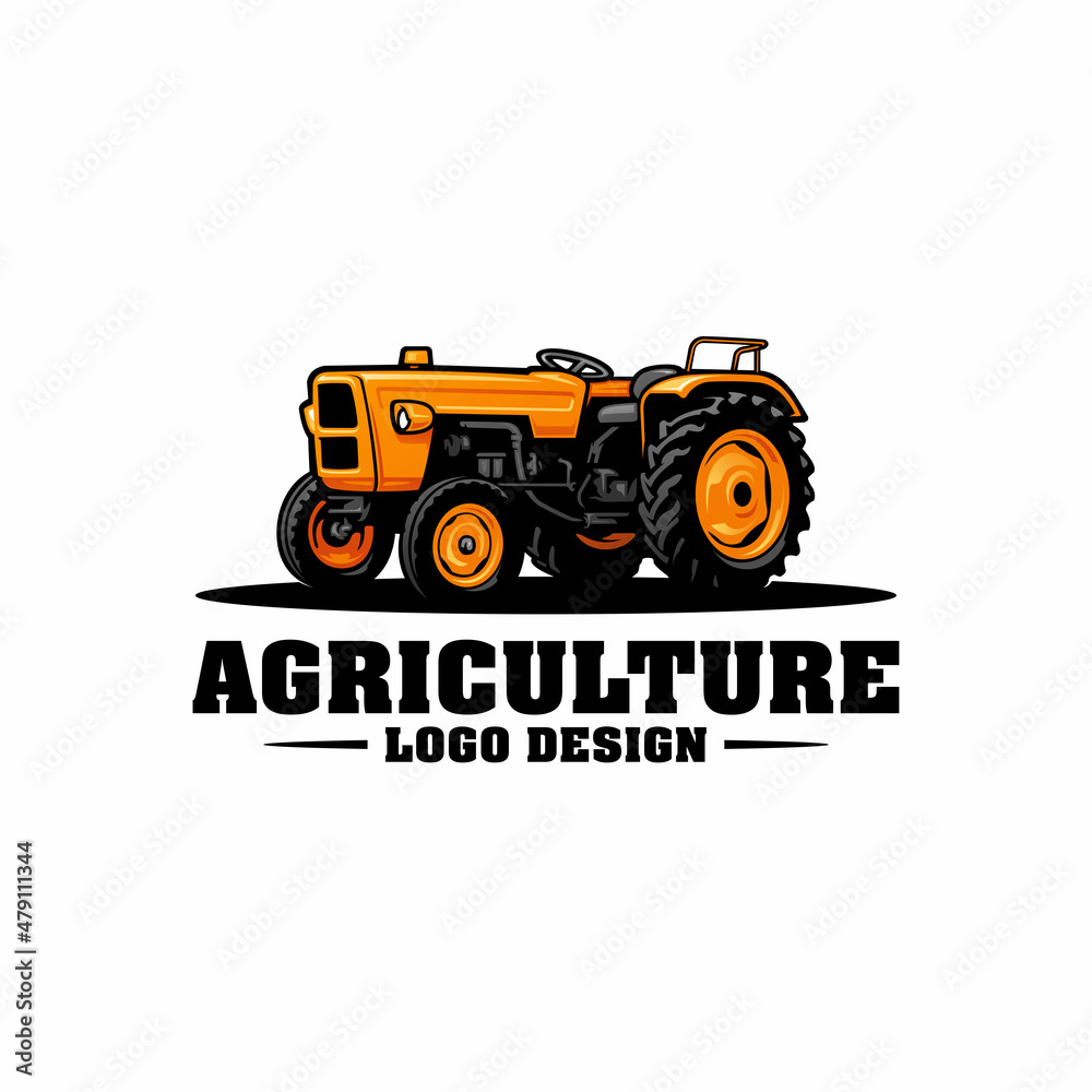 Sticker tractor, farm equipment logo vector