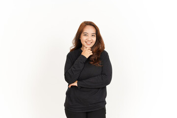 Beautiful Asian Woman Wearing Black Shirt Isolated On White Background