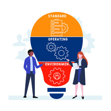 SOE - Standard Operating Environment acronym. business concept background.  vector illustration concept with keywords and icons. lettering illustration with icons for web banner, flyer, landing pag