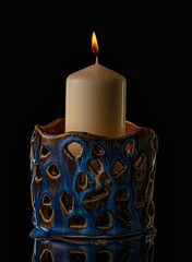 ceramic candlestick on a dark background