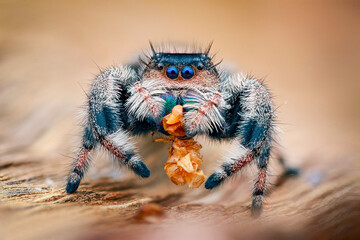 Phidippus regius female on a branch