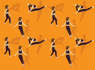 Gymnastic Moves Scissor Leap Seamless Wallpaper Background