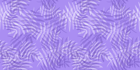 Seamless Pattern. Violet background. Watercolor tropical white leaves. Wedding Patterns with leaf. Floral elements in doodle style