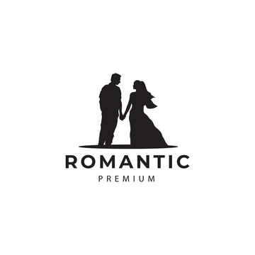 romantic wedding beloved logo vector icon symbol illustration design silhouette
