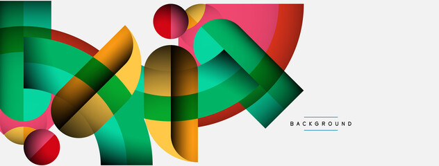 Obraz premium Trendy shapes, color minimal design composition, lines and shadows for wallpaper banner background or landing page