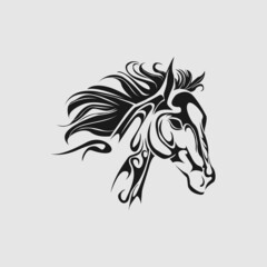 horse head logo luxury, elegant with tribal style