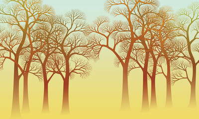 tree background illustration misty landscape