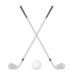 Golf clubs and ball