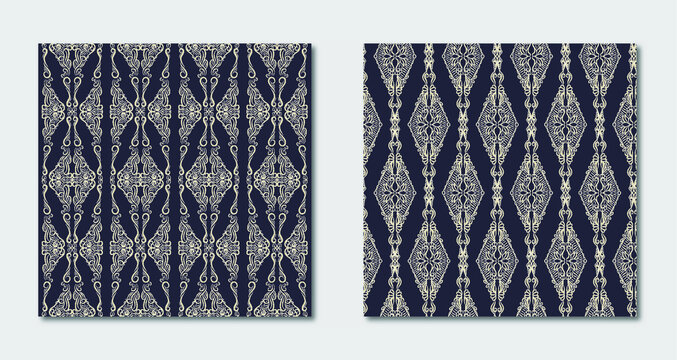 Vintage seamless pattern victorial style set