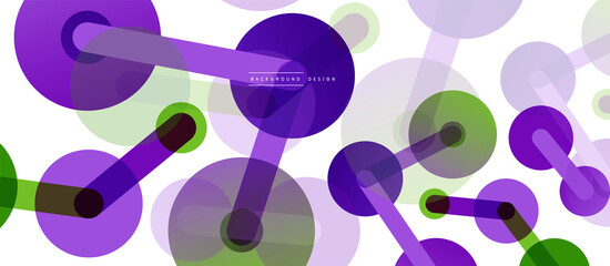 Line points connections geometric abstract background. Circles connected by lines. Trendy techno business template for wallpaper, banner, background or landing